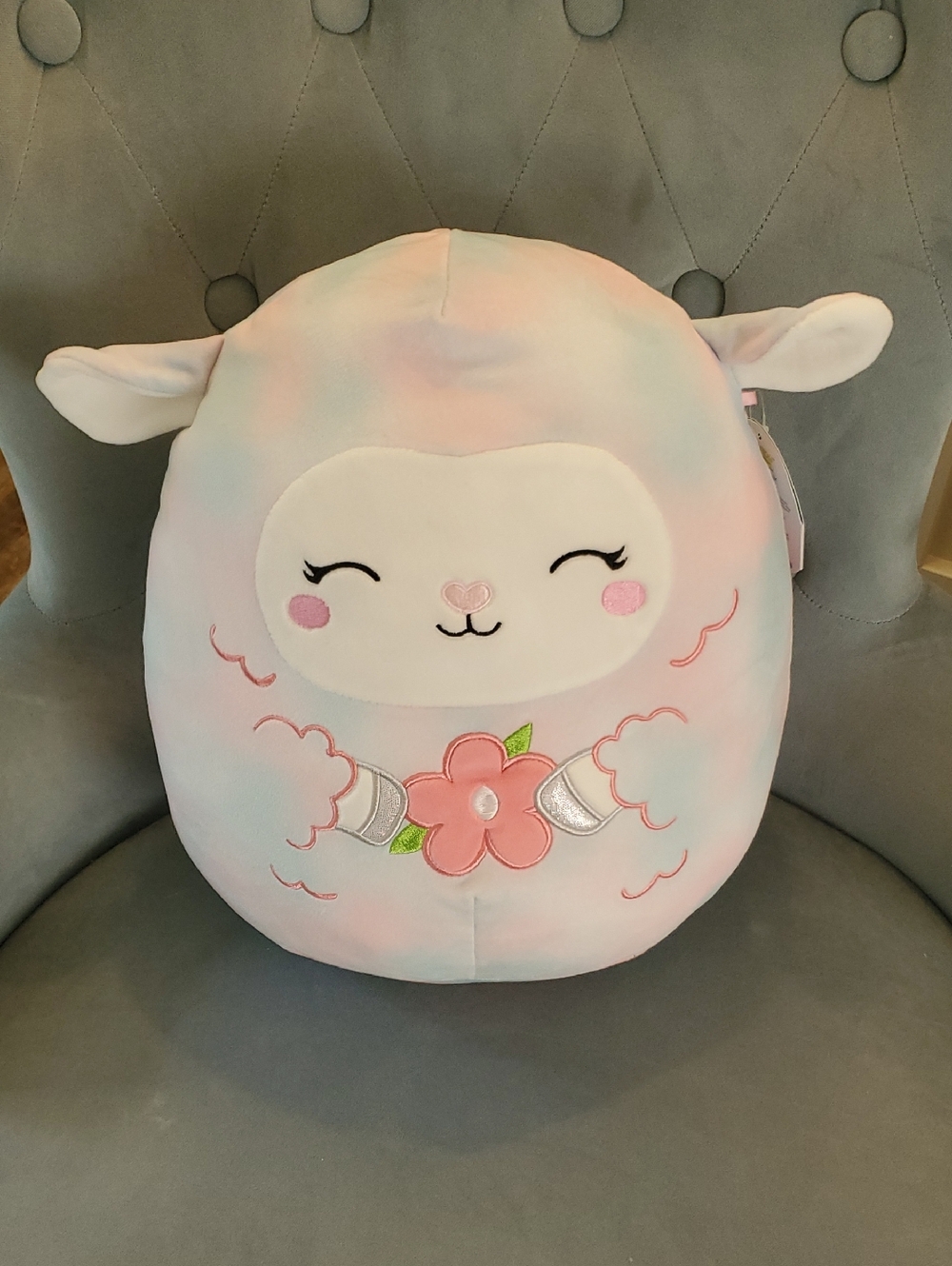 12" LULA Squishmallows Pastel Pink & White Lamb Plush